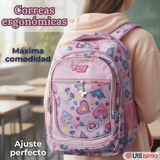 Mochila Escolar Con Estuche 43cm Tela Oxford Impermeable Niña