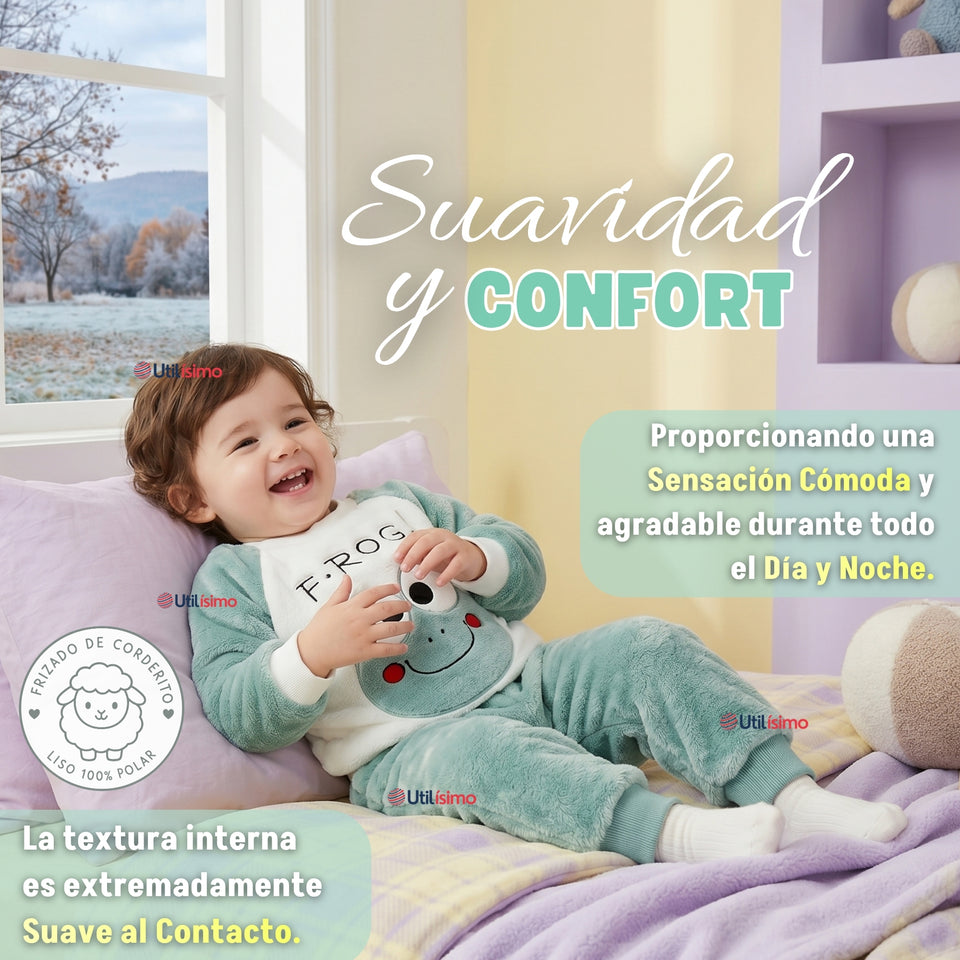 Conjunto Buzo Polerón Frizado Niños Bebes Corderito Liso 2 Piezas