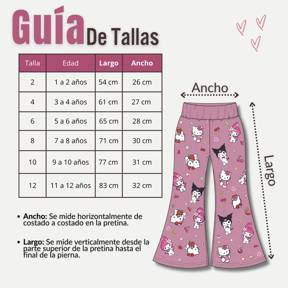 Pack 3 Buzos Pantalones Palazzos Polar Con Chiporro Niña Térmico Surtido Hello Kitty Kuromi My Melody San Río