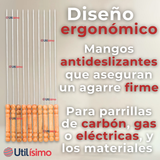 Pack 12 Pinchos De 30cm Para Anticuchos Brochetas Asados Mango De Madera