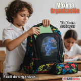 Mochila Escolar Kit Con Estuche y Lonchera 43cm Tela Oxford Dino Niño