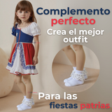 Par De Calcetines Con Vuelo Blanco Niña Algodón Fiestas Patrias De 3 Meses a 10 años