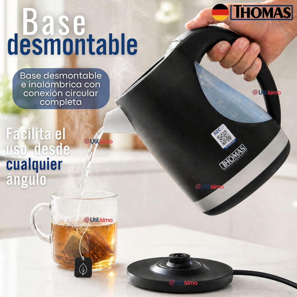 Hervidor Eléctrico Thomas 2lt Alta Potencia Tecnologia Alemana Negro