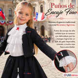 Traje Huasa Elegante NIña Conjunto 4 Piezas Tipico Fiestas Patrias