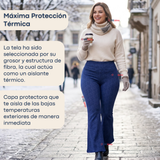 Calza Polar Con Chiporro Palazzo Mujer Elasticada Térmica Azul jeans