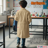 Cotona Delantal Escolar Beige Niño Niña Unisex Bata