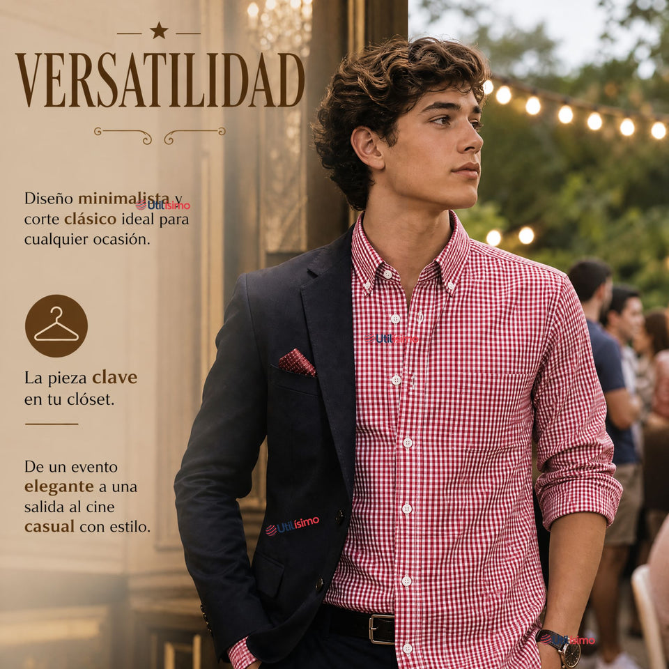 Camisa Cuadrille Clásico Juvenil Roja Regular Fit