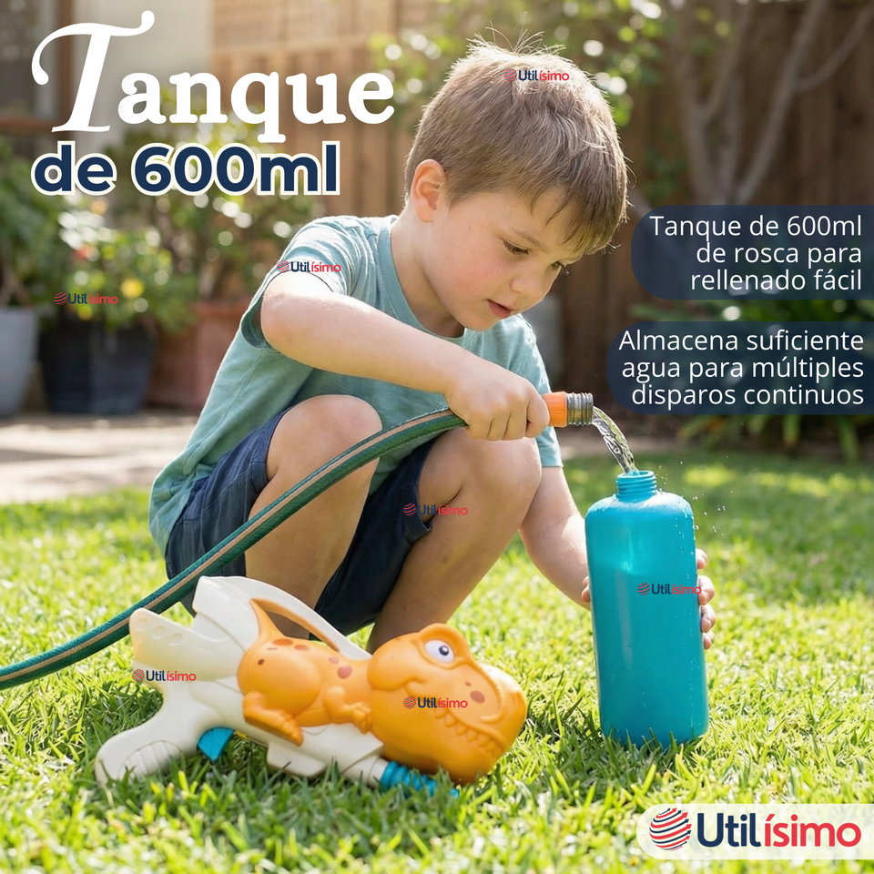 Pack 2 Pistolas Lanza Agua Dinosaurio 35cm 600ml Juguete Colores Surtidos Niño
