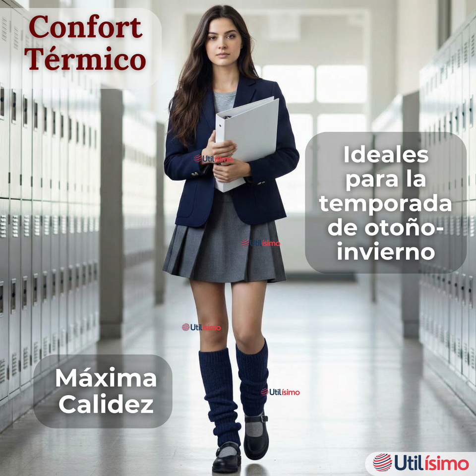 Polainas Escolares 1 Par Invierno Abrigadoras Juvenil Azul Acrílico