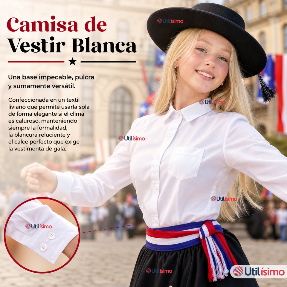 Traje Huasa Elegante Negro Juvenil Conjunto 7 Piezas Tipico Fiestas Patrias