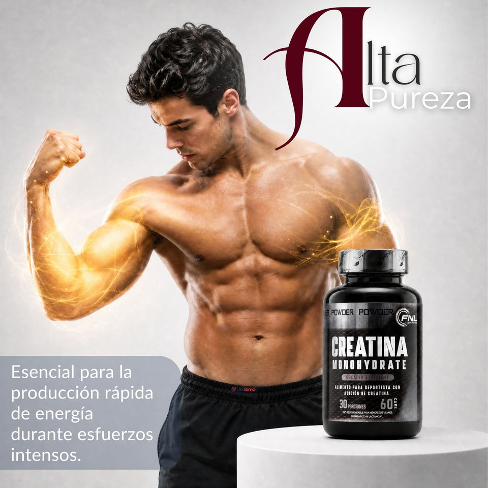 Creatina Monohidratada 60 Capsulas FNL 500 Mg Suplemento Deportivo