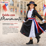 Traje Huasa Elegante NIña Conjunto 7 Piezas Tipico Fiestas Patrias