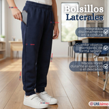 Pack 3 Buzos Pantalones Escolares Niño Unisex 100% Algodón Azul Bota Acanalada 3 a 16 años