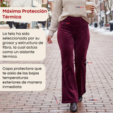 Pantalón Cotelé Palazzo Polar Con Chiporro Elasticado Térmico Burdeo