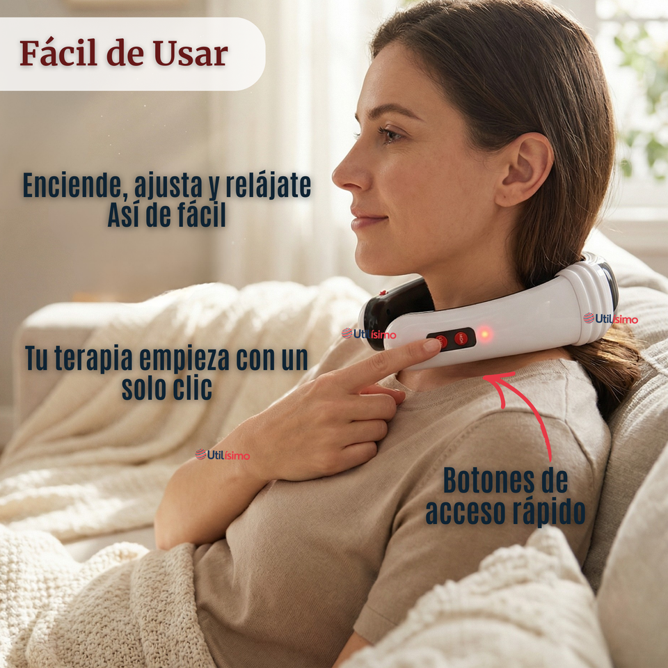 Masajeador Electro Estimulador Cervical Cuello Recargable 2 Electrodos