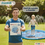 Alfombra De Agua Piscina A Chorros Cascada Niños Color Celeste 100 cm