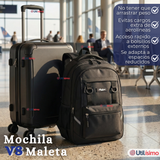 Mochila Ejecutiva Notebook Escolar Impermeable Resistente Viaje Cabina 44cm Negro 20L