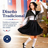 Traje Chilote Niña Negro Fiestas Patrias 3 Piezas Tradicional Chilota