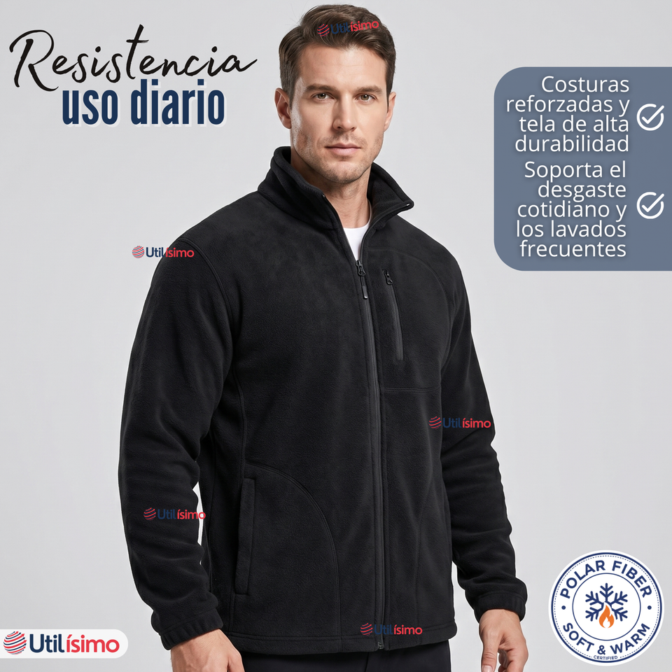 Polerón Térmico Micropolar Cuello Alto Hombre Negro Invierno