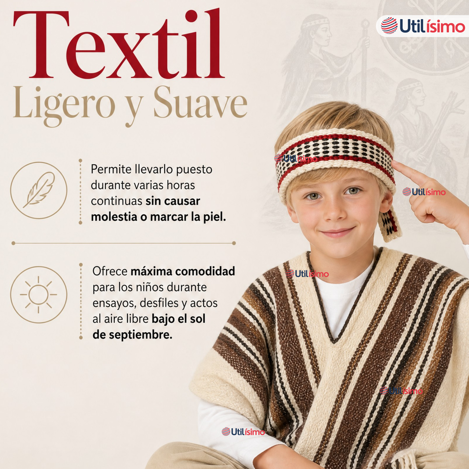 Trarilonco Cintillo Mapuche Rojo 87cm Fechas Patrias