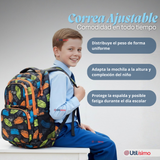 Mochila Bolso Escolar + Lonchera + Estuche 45Cm Niño Tela Oxford Skate