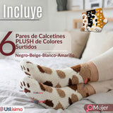 Pack 6 Pares Calcetines PLUSH Gatito Surtido Mujer Invierno Térmico