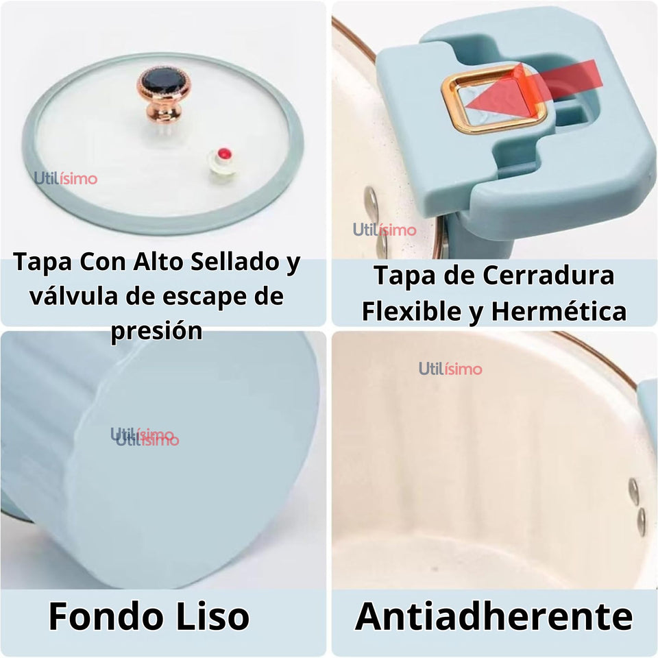 Olla de Micro Presión Esmalte Antiadherente Capacidad 10 Litros Color Azul