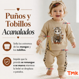 Conjunto 2 Piezas Polerón y Buzo 100% Algodón Tedmimak Bebé Niña Cat Print