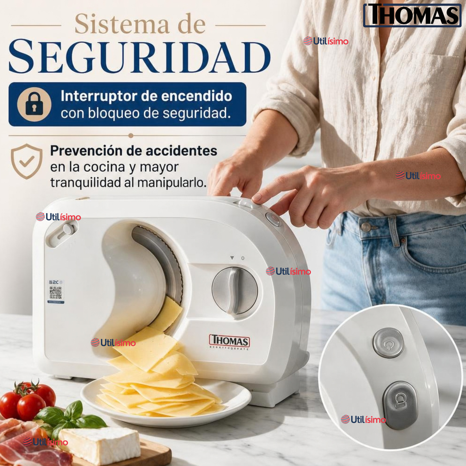 Cortadora Fiambre Rebanadora Compacta 3 Velocidades 1 A 15mm Thomas