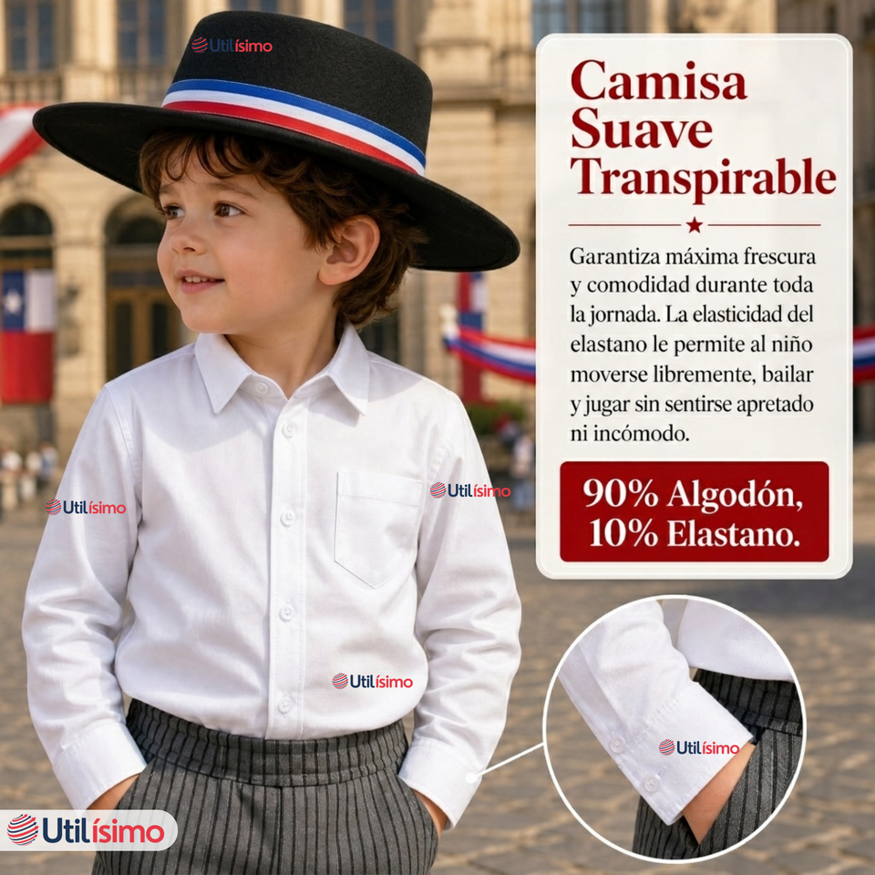 Traje Huaso Típico Completo 5 Piezas Niño Fiestas Patrias