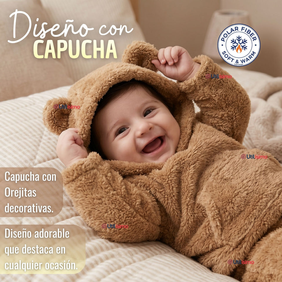 Buzo Polerón Conjunto Polar Niño Con Capucha Unicolor Café