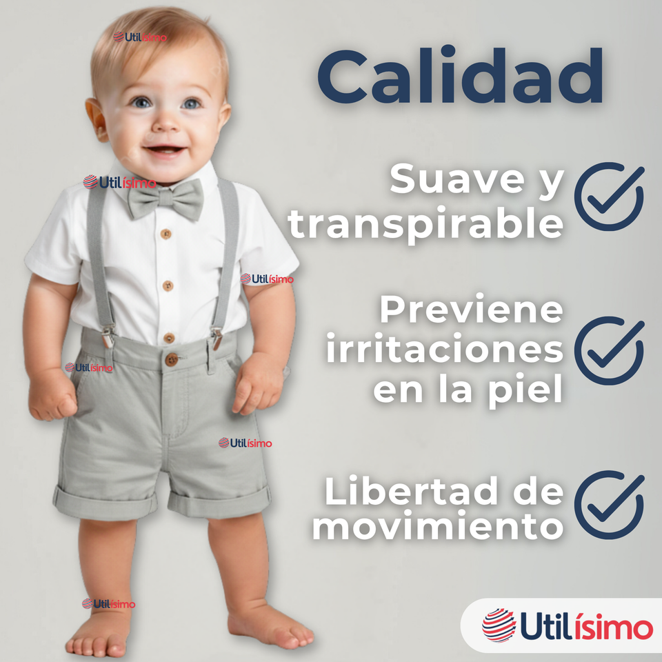 Conjunto de Vestir con Tirantes Camisa Pantalón Corto Algodón