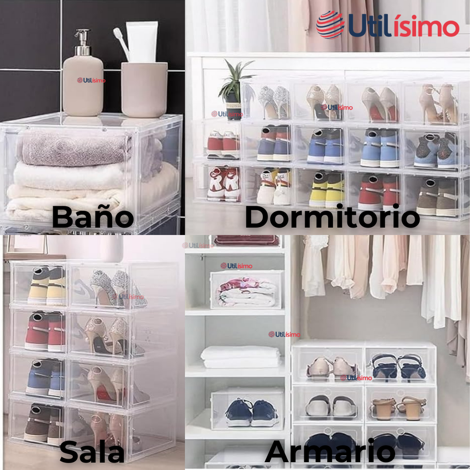 Zapatera Plegable Organizador Apilable 6 Niveles Blanco