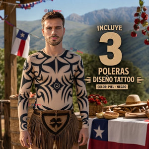 Pack 3 Poleras Tatuaje Falso Efecto Piel Hombre Rapa Nui Baile Pascuense