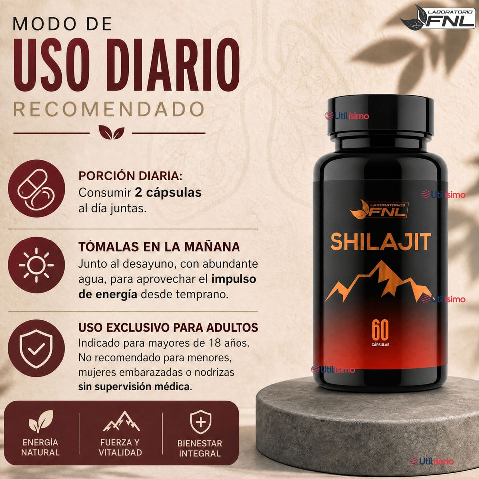 Shilajit 60 Capsulas FNL Energizante Y Adaptógeno