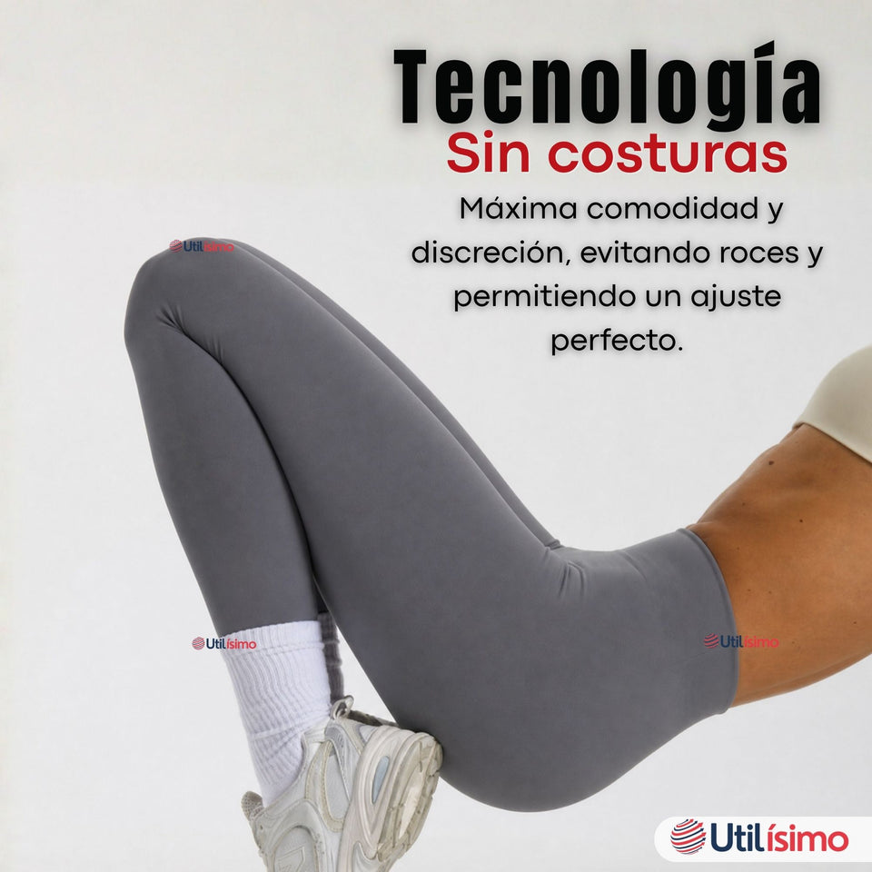 Calza Lola Polar Térmica Sin Costura Tiro Alto Elasticada Gris