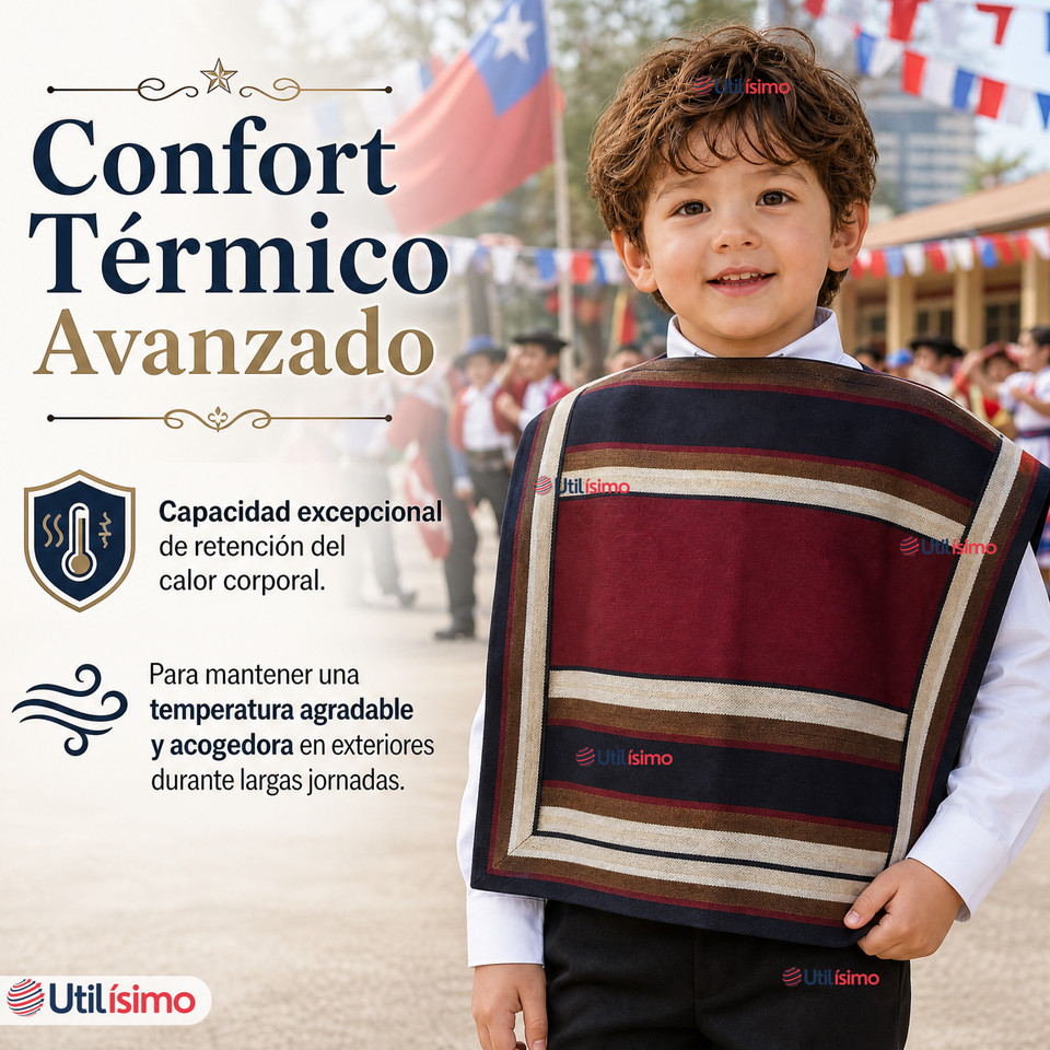 Pack 3 Mantas Poncho Huaso Niño Juvenil Baile Cueca Fiestas Patrias