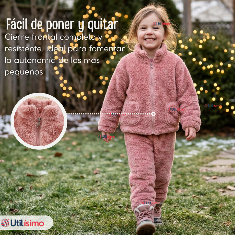Conjunto 2 Piezas Buzo Polerón Pantalón Bebe Niña Poliéster Pink