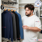 Pack 6 Camisetas Poleras Polar Primera Capa Cuello Beatle Manga Larga Colores Surtidos Hombre