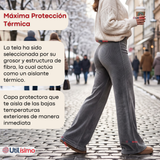Pantalón Cotelé Palazzo Polar Con Chiporro Elasticado Térmico Gris Melange