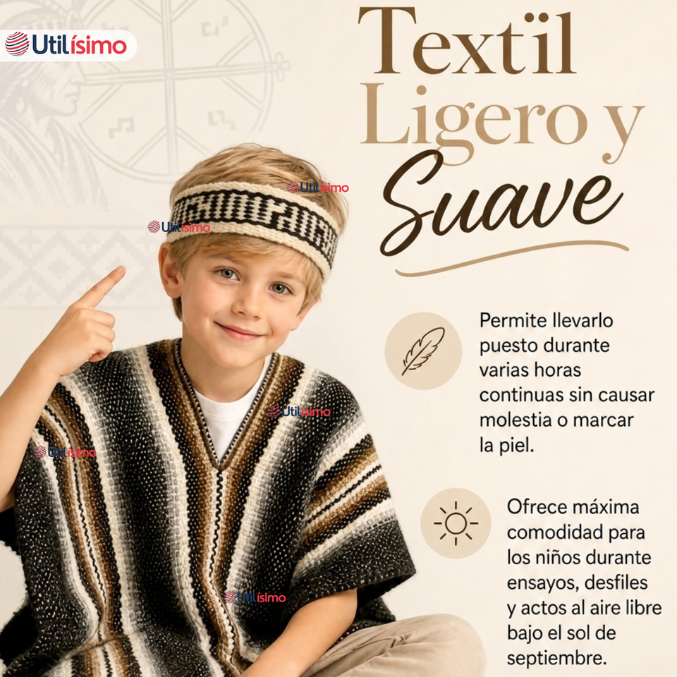 Pack 3 Trariloncos Cintillos Mapuches Negro 87cm Fechas Patrias