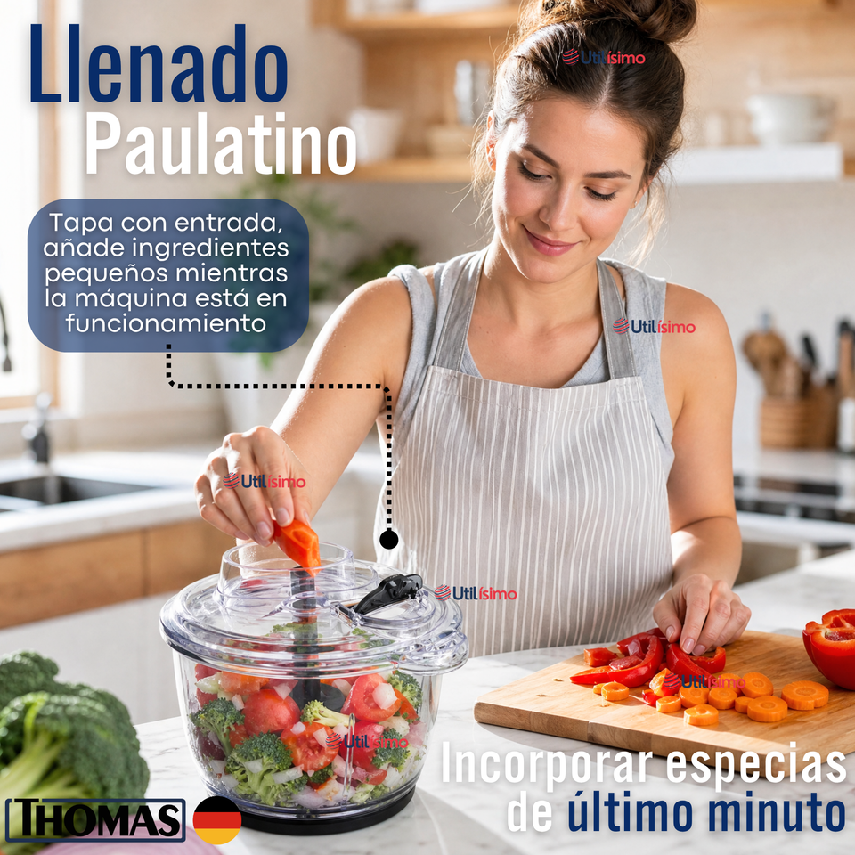 Picadora Eléctrico Thomas 1.5lt Alta Potencia Tecnologia Alemana Plateado