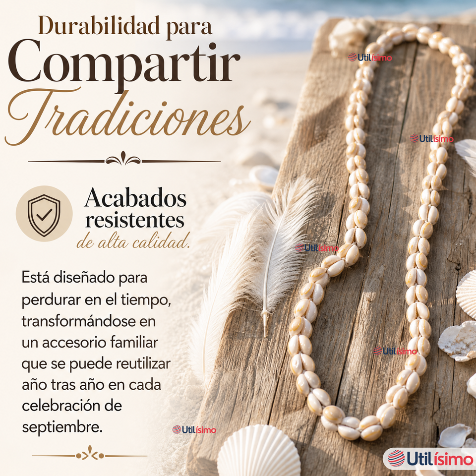 Pack 3 Collares Pascuenses De Conchitas Rapa Nui Unisex Fiestas Patrias