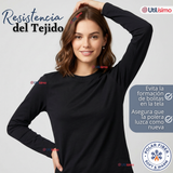 Camiseta Polera Polar Primera Capa Negro Manga Larga Mujer