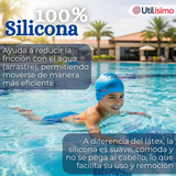 Gorro Gorra Natación Con Protector De Orejas Silicona Azul 12 años En Adelante
