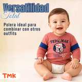 Conjunto 2 Piezas Jardinera Polera Manga Larga 100% Algodón Bebé Niño Jumper Tedmimak Adorable Puppy