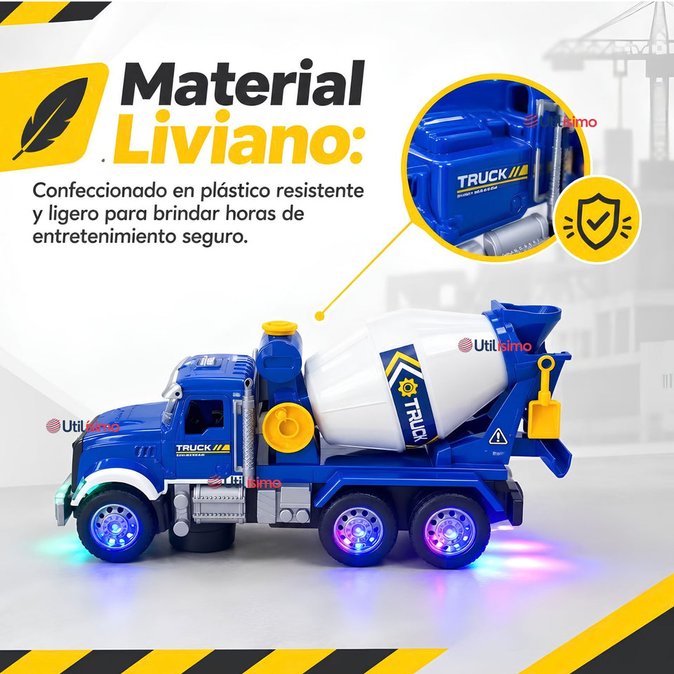 Camión Mixer Azul Juguete Infantil Camión De Luces y Sonidos Interactivo Niño