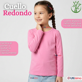Camiseta Polera Bambú Cuello Redondo Rosado Oscuro Primera Capa Manga Larga Niña