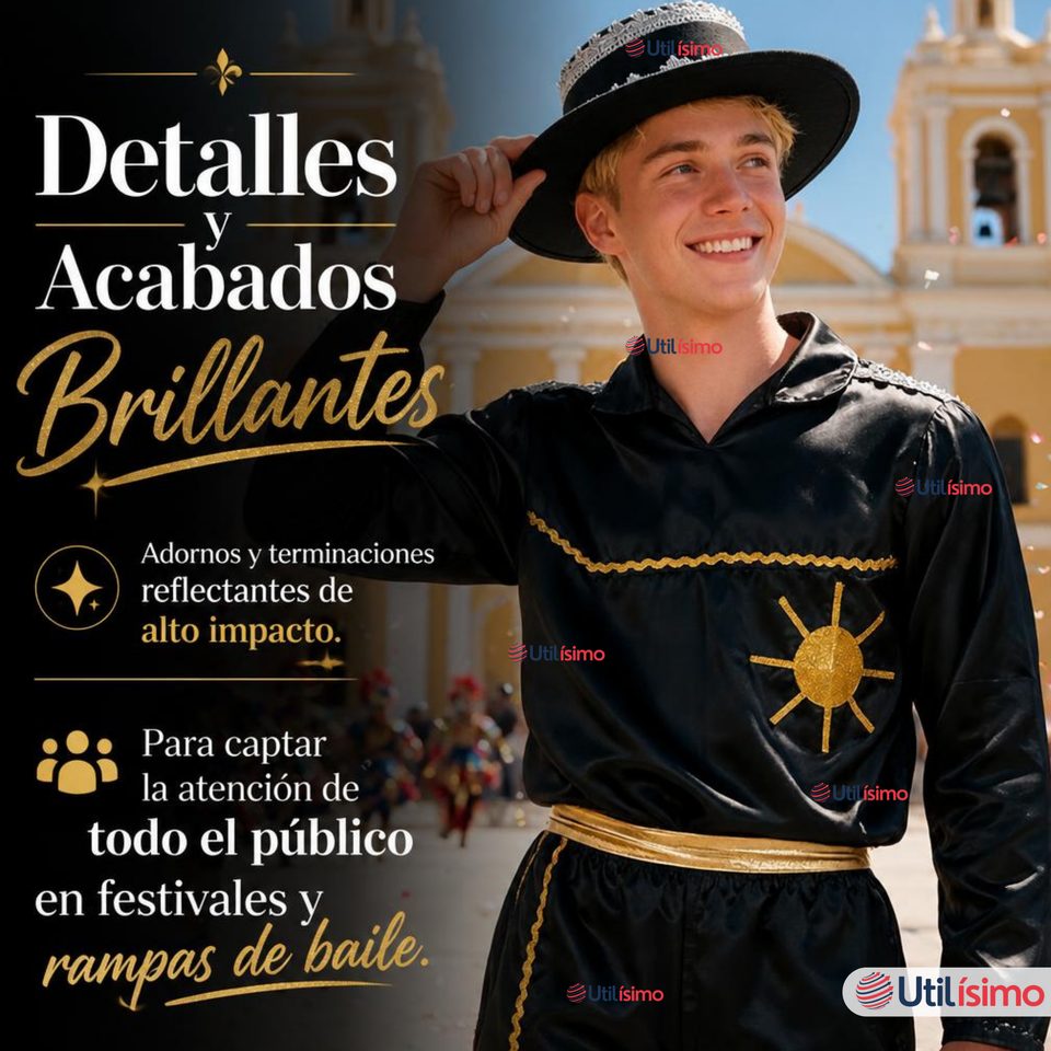 Traje Caporal Típico Completo Con Sombrero Negro Hombre Fiestas Patrias