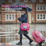 Mochila Escolar Hello Kitty Teddy Con Ruedas Desmontables + Estuche + Lonchera Niña Poliéster